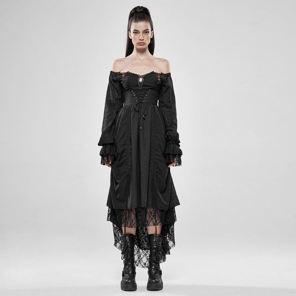 casual dresses punk rave women victory day vintage dress semi-transparent cotton lace mesh slim fit retro lantern sleeve long, Black;gray 
casual dresses punk rave women victory day vintage dress semi-transparent cotton lace mesh slim fit retro lantern sleeve long, Black;gray