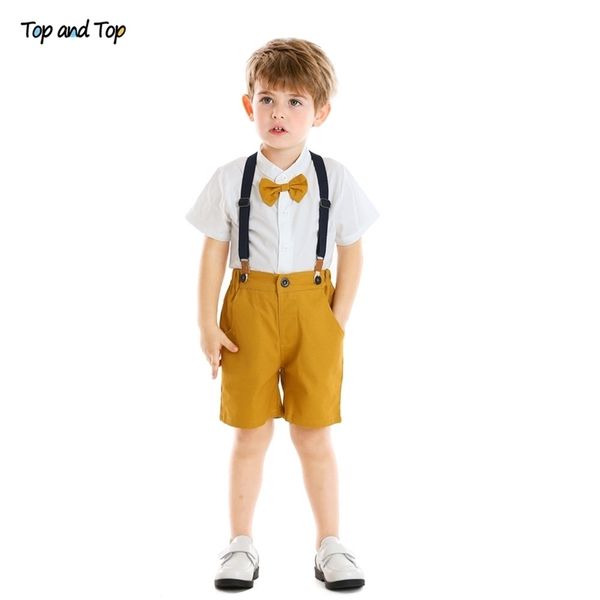 and summer kids boy casual clothes set cotton short sleeve bow tie + suspender shorts children gentleman suit 210326, White
and summer kids boy casual clothes set cotton short sleeve bow tie + suspender shorts children gentleman suit 210326, White