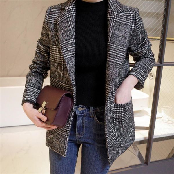women's suits & blazers ftlzz autumn winter women vintage notched single breasted plaid office lady buttons pocket long sleeve casual c, White;black
women's suits & blazers ftlzz autumn winter women vintage notched single breasted plaid office lady buttons pocket long sleeve casual c, White;black