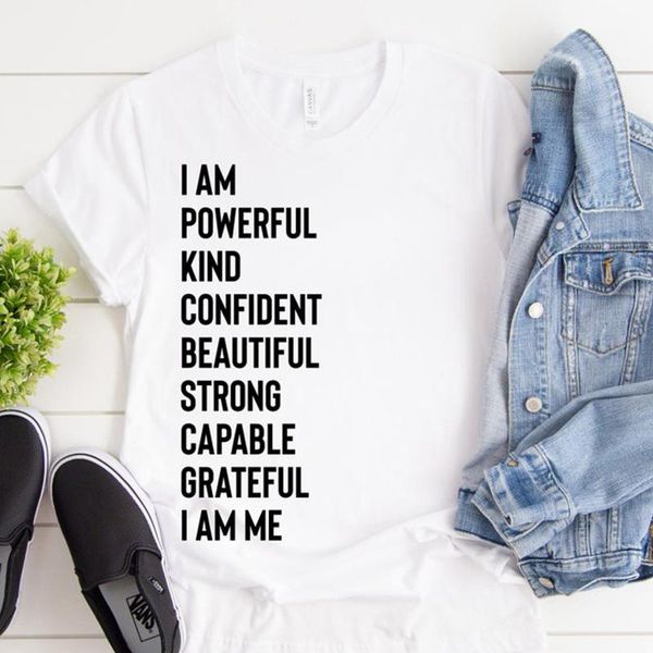 women's t-shirt i am powerful kind confident beautiful strong capable grateful me feminist graphic t shirts women woman rights vintage, White
women's t-shirt i am powerful kind confident beautiful strong capable grateful me feminist graphic t shirts women woman rights vintage, White