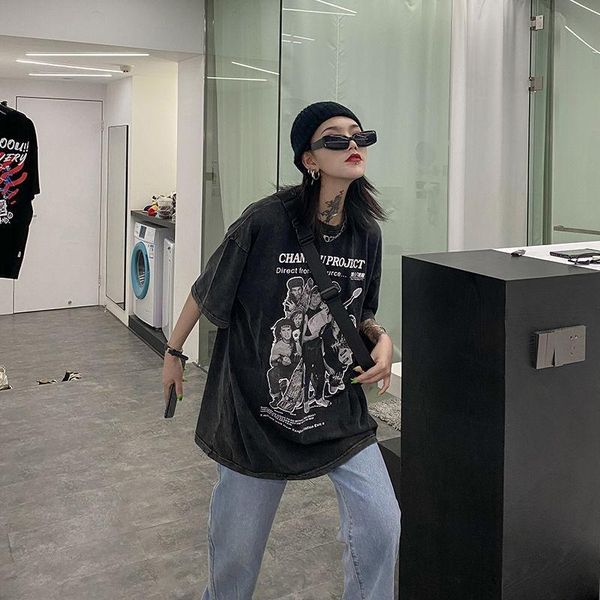 100% cotton harajuku style american retro band printed black short sleeve t-shirt women's trendy loose half top, White
100% cotton harajuku style american retro band printed black short sleeve t-shirt women's trendy loose half top, White
