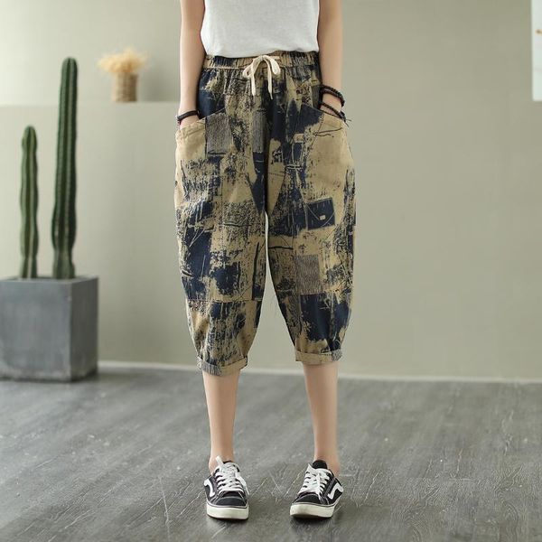 women's jeans vintage printed denim woman loose trousers pockets elastic waist casual calf-length all-match harem pants 2021, Blue
women's jeans vintage printed denim woman loose trousers pockets elastic waist casual calf-length all-match harem pants 2021, Blue