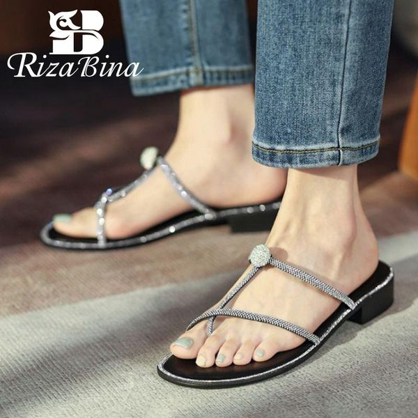 sandals rizabina size 33-40 women genuine leather shoes clip toe rhinestone square low heels summer vacation female footwear, Black
sandals rizabina size 33-40 women genuine leather shoes clip toe rhinestone square low heels summer vacation female footwear, Black