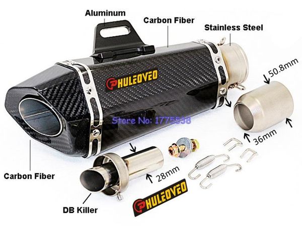 motorcycle exhaust system phuleoveo l: 325mm inlet 51mm carbon fiber motorbike muffler pipe with db killer escape mufflers
motorcycle exhaust system phuleoveo l: 325mm inlet 51mm carbon fiber motorbike muffler pipe with db killer escape mufflers