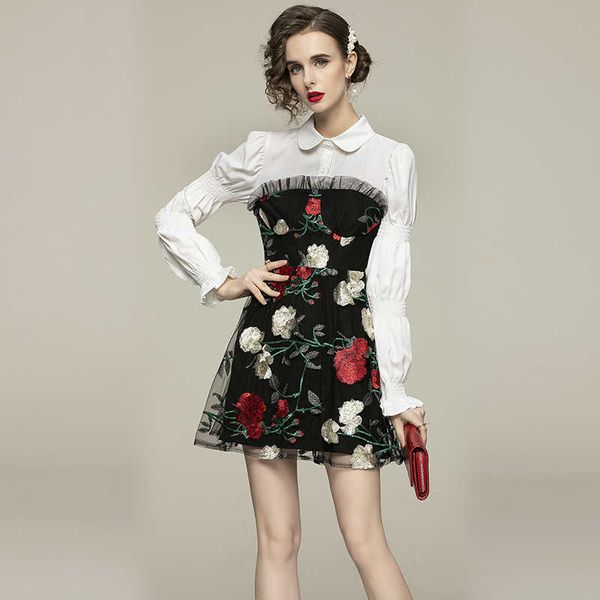 summer runway women's lace dress flared sleeves floral flower embroidery patchwork female vestido 210529, Black;gray
summer runway women's lace dress flared sleeves floral flower embroidery patchwork female vestido 210529, Black;gray