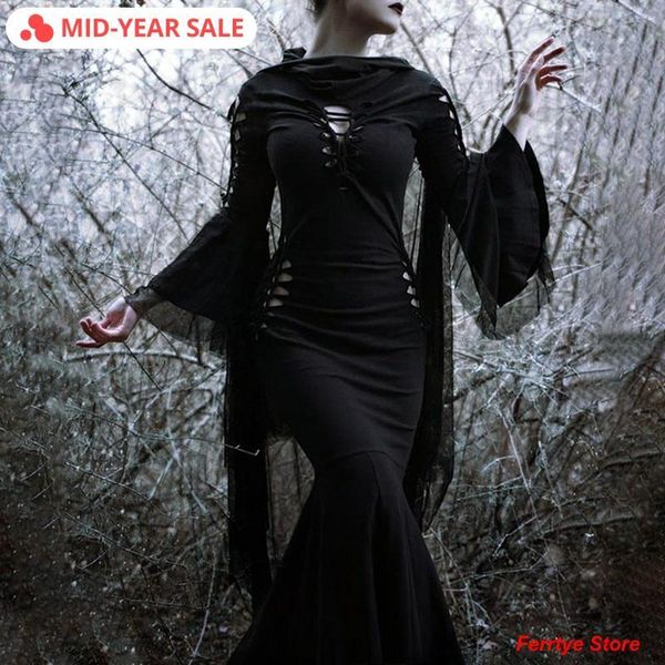 casual dresses gothic witch maxi dress women halloween hollow out lace up high waist flare sleeve long trumpet hooded mermaid, Black;gray
casual dresses gothic witch maxi dress women halloween hollow out lace up high waist flare sleeve long trumpet hooded mermaid, Black;gray