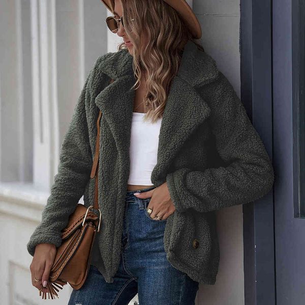 jacket fleece coats and jackets women full sleeve button up turn-down collar with pockets ladies winter warm solid color outwear pk8f, Black;brown
jacket fleece coats and jackets women full sleeve button up turn-down collar with pockets ladies winter warm solid color outwear pk8f, Black;brown