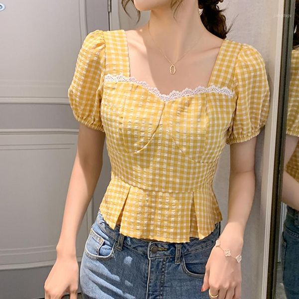 women's blouses & shirts ljsxls summer square collar short sleeve plaid chiffon women fashion clothing lace patchwork shirt woman slim, White
women's blouses & shirts ljsxls summer square collar short sleeve plaid chiffon women fashion clothing lace patchwork shirt woman slim, White
