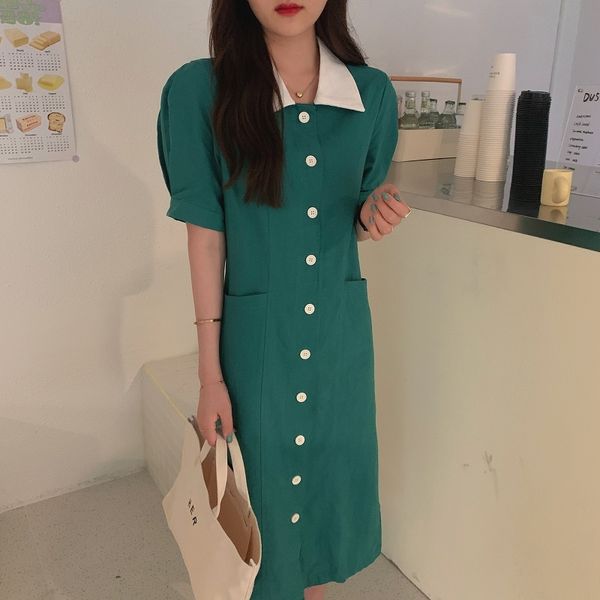 women chic fashion button pocket midi shirt dress vintage short sleeve casual female dresses vestidos 210515, Black;gray
women chic fashion button pocket midi shirt dress vintage short sleeve casual female dresses vestidos 210515, Black;gray