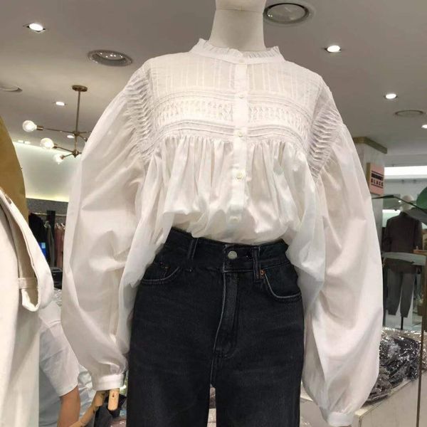 spring solid color wild women shirts cotton fashion and bat sleeve casual clothing, White
spring solid color wild women shirts cotton fashion and bat sleeve casual clothing, White