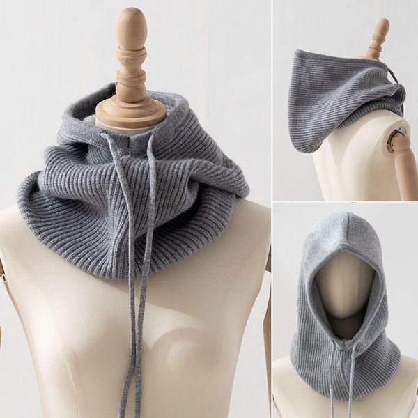 scarves wool knit hooded hat adjustable winter warm cashmere beanies cap for women neck collar scarf drawstring caps men, Blue;gray
scarves wool knit hooded hat adjustable winter warm cashmere beanies cap for women neck collar scarf drawstring caps men, Blue;gray