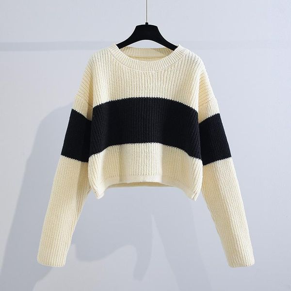 women's sweaters short empired striped knitted women sweater pullovers autumn winter 2021 long-sleeved slim elegant female pulls outwea, White;black
women's sweaters short empired striped knitted women sweater pullovers autumn winter 2021 long-sleeved slim elegant female pulls outwea, White;black