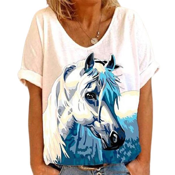 women's summer horse printed v neck tees shirt casual loose oversize harajuku short sleeve pullover tshirt plus size clothing t-shirt, White
women's summer horse printed v neck tees shirt casual loose oversize harajuku short sleeve pullover tshirt plus size clothing t-shirt, White