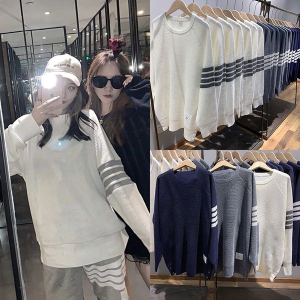 21 early spring new tb style four bar stripe casual loose pullover sweater sweater versatile net red, White
21 early spring new tb style four bar stripe casual loose pullover sweater sweater versatile net red, White