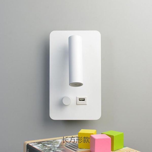 knob switch double light source led wall bedroom lamp el usb headborad reading square rectangle