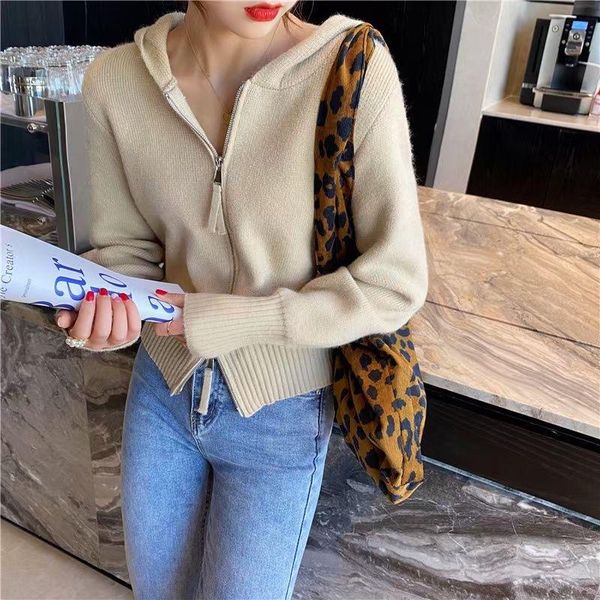 women's knits & tees autumn winter sweaters short cardigans zipper hooded thicken knitwear lady long sleeve pull femme coat, White
women's knits & tees autumn winter sweaters short cardigans zipper hooded thicken knitwear lady long sleeve pull femme coat, White