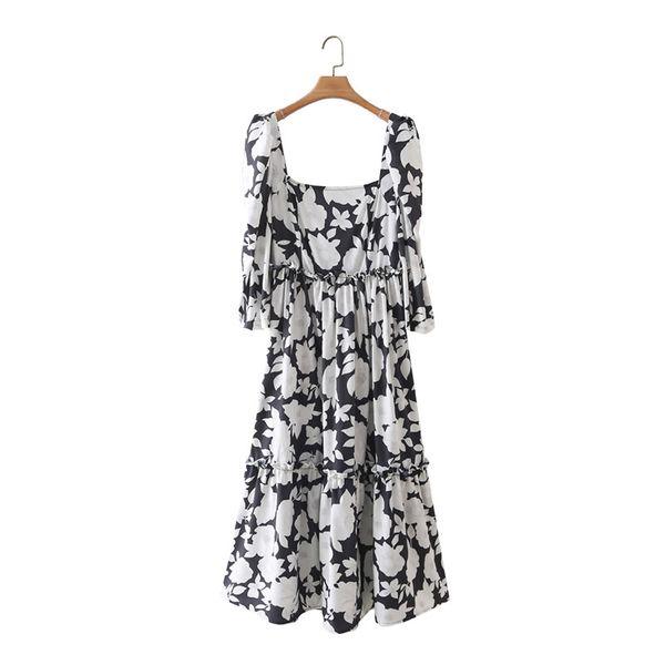 summer women flower printing three quarter sleeve midi dress female square collar clothes casual lady loose vestido d7789 210430, Black;gray
summer women flower printing three quarter sleeve midi dress female square collar clothes casual lady loose vestido d7789 210430, Black;gray