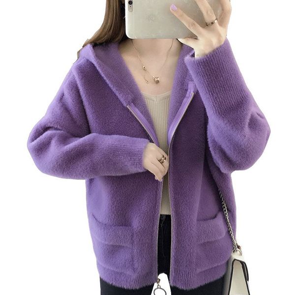 2021 new autumn winter women oversized hooded faux mink cashmere sweater cardigan coat female korean style outwear jacket k112yfxe, White;black
2021 new autumn winter women oversized hooded faux mink cashmere sweater cardigan coat female korean style outwear jacket k112yfxe, White;black