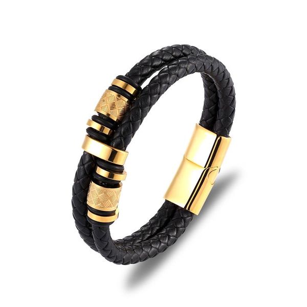 charm bracelets punk genuine leather bracelet double layer black gold stainless steel magnetic button for men accessories jewelry, Golden;silver
charm bracelets punk genuine leather bracelet double layer black gold stainless steel magnetic button for men accessories jewelry, Golden;silver