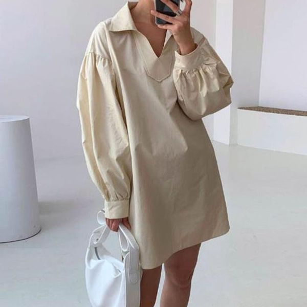 casual dresses autumn fashion women's clothing 2021 korean solid color v-neck long sleeve dress loose simplicity, Black;gray
casual dresses autumn fashion women's clothing 2021 korean solid color v-neck long sleeve dress loose simplicity, Black;gray