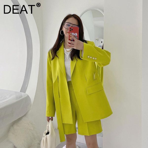 women's suits & blazers deat women suit notced collar long sleeve blazer coat with sashes + five length pants casual style 2021 autumn, White;black
women's suits & blazers deat women suit notced collar long sleeve blazer coat with sashes + five length pants casual style 2021 autumn, White;black