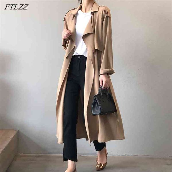 spring office ladies vintage england long windbreaker coat casual sashes slim solid khaki trench jacket women 210430, White;black
spring office ladies vintage england long windbreaker coat casual sashes slim solid khaki trench jacket women 210430, White;black