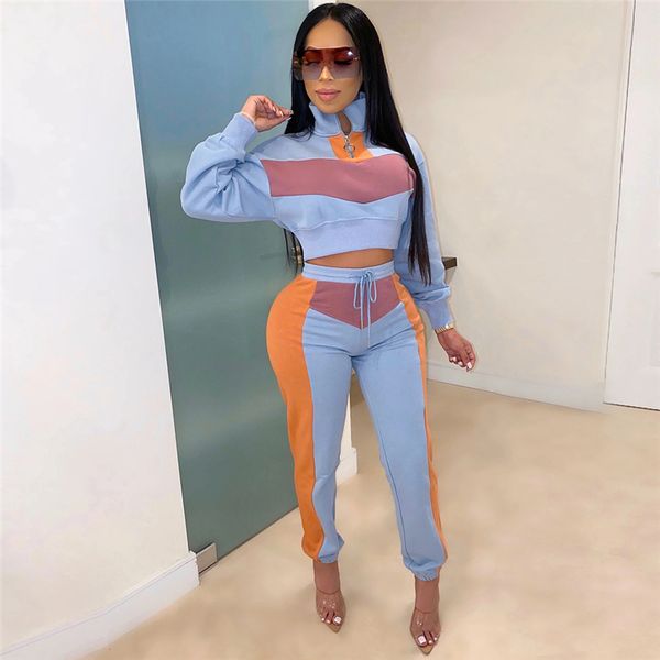 color patchwork women tracksuit two piece set zipper turtleneck long sleeve sweatshirt crop casual pants sportswearby air, Black;white
color patchwork women tracksuit two piece set zipper turtleneck long sleeve sweatshirt crop casual pants sportswearby air, Black;white