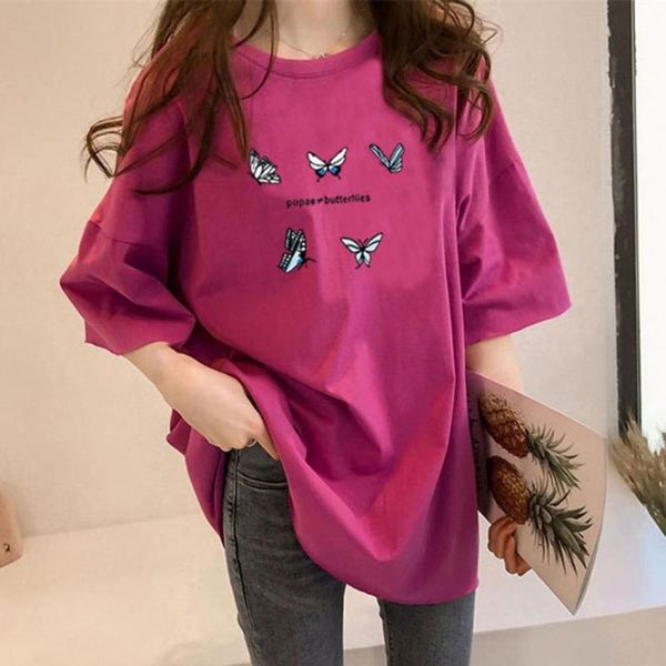 women t-shirt casual loose short sleeve skin-friendly pullover female butterfly printing daily life tees women's, White
women t-shirt casual loose short sleeve skin-friendly pullover female butterfly printing daily life tees women's, White