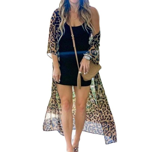 women's swimwear summer swimsuit blouses leopard print see through beach long cover up cardigan, White;black
women's swimwear summer swimsuit blouses leopard print see through beach long cover up cardigan, White;black
