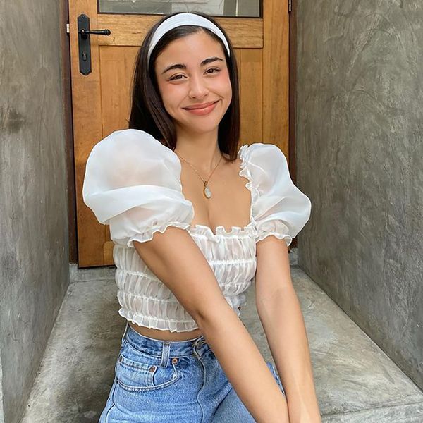 women's tanks & camis mesh sheer pleated ruffles short puff sleeve crop women slash neck slim cropped fashion black solid 8pt0, White
women's tanks & camis mesh sheer pleated ruffles short puff sleeve crop women slash neck slim cropped fashion black solid 8pt0, White