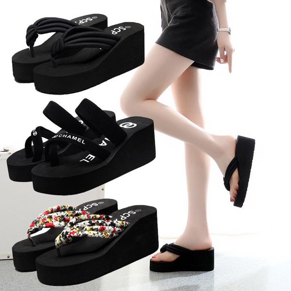 slippers women's high heels platform beach non-slip flip flops summer slides student sandals open toe shoes zapatos de mujer, Black
slippers women's high heels platform beach non-slip flip flops summer slides student sandals open toe shoes zapatos de mujer, Black