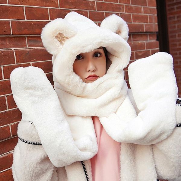 hats, scarves & gloves sets plush scarf hat three-piece winter cute bear models plus velvet thick cold-proof muffler, Blue;gray
hats, scarves & gloves sets plush scarf hat three-piece winter cute bear models plus velvet thick cold-proof muffler, Blue;gray