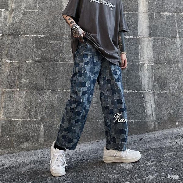men's pants jeans men harajuku loose vintage plaid denim blue fashion casual pockets hipster couple high street mujer spring trouser, Black
men's pants jeans men harajuku loose vintage plaid denim blue fashion casual pockets hipster couple high street mujer spring trouser, Black