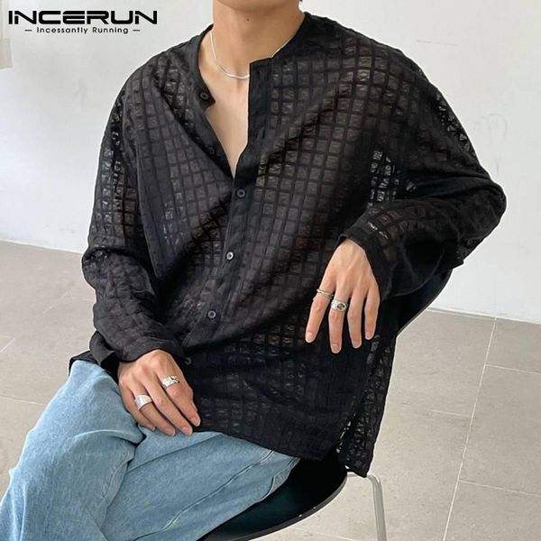 men's casual shirts incerun men mesh shirt plaid long sleeve see through streetwear thin clothing 2021 button party korean camisas s-5x, White;black
men's casual shirts incerun men mesh shirt plaid long sleeve see through streetwear thin clothing 2021 button party korean camisas s-5x, White;black