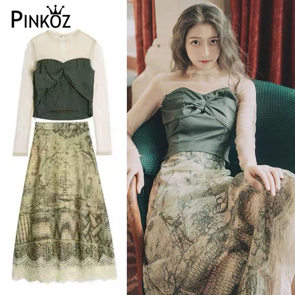 spring two-piece set female polka dot mesh splicing short + high waist classic print pacthwork lace panel skirt 210421, White
spring two-piece set female polka dot mesh splicing short + high waist classic print pacthwork lace panel skirt 210421, White
