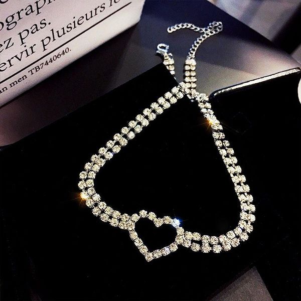 korean rhinestone heart clavicle chain choker necklaces for women temperament collar necklace prom jewelry gift chokers, Golden;silver
korean rhinestone heart clavicle chain choker necklaces for women temperament collar necklace prom jewelry gift chokers, Golden;silver