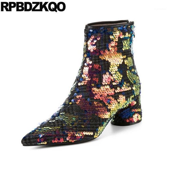 boots brand 2021 block pointed toe autumn booties women ankle medium heel glitter fall bling bridal wedding shoes chunky sequin1, Black
boots brand 2021 block pointed toe autumn booties women ankle medium heel glitter fall bling bridal wedding shoes chunky sequin1, Black