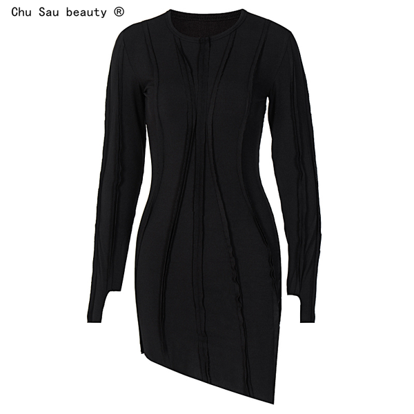 casual dresses 2021 autumn winter women black round neck long sleeve slim bag hip fashion irregular mini party outfits, Black;gray
casual dresses 2021 autumn winter women black round neck long sleeve slim bag hip fashion irregular mini party outfits, Black;gray