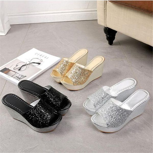 women shoes high heel wedge skid slippers beach sandals bling flip flops casual open toe shiny outdoor, Black
women shoes high heel wedge skid slippers beach sandals bling flip flops casual open toe shiny outdoor, Black