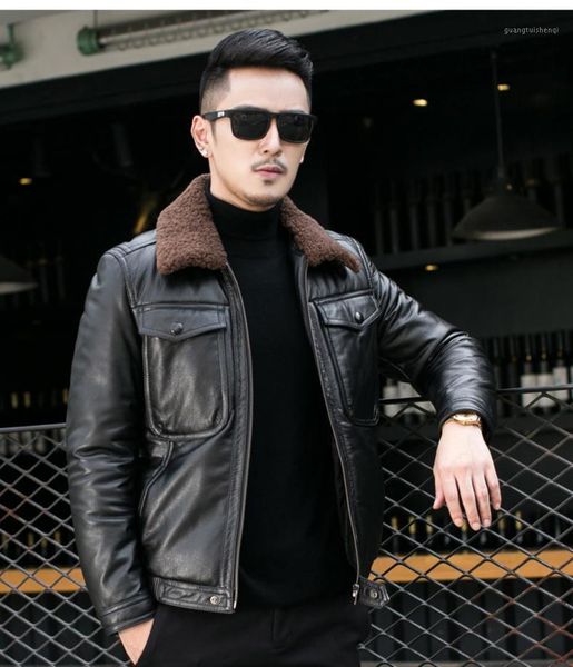 genuine cow leather down jacket mens fashion lapel cowhide handsome coat men's & faux, Black
genuine cow leather down jacket mens fashion lapel cowhide handsome coat men's & faux, Black