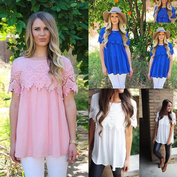 women's blouses & shirts fashion women chiffon short sleeve hollow out shirt lace long loose casual blouse and, White
women's blouses & shirts fashion women chiffon short sleeve hollow out shirt lace long loose casual blouse and, White