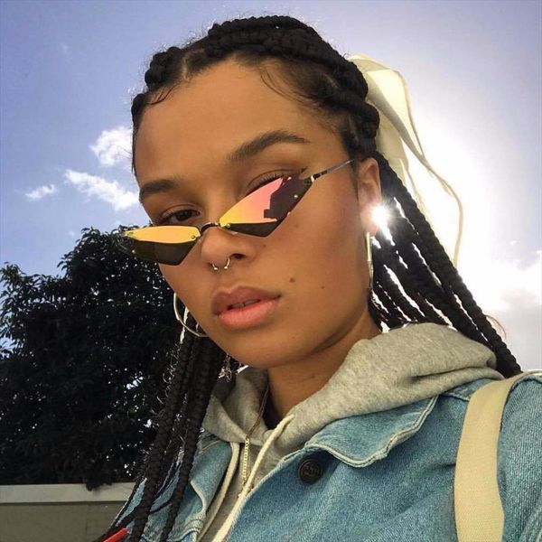 Cosplay Pointy Triangle Sunglasses Hippie Cool Sun Glasses Men Small Rimless Cat Eye Women Fashion Mirror, White;black
Cosplay Pointy Triangle Sunglasses Hippie Cool Sun Glasses Men Small Rimless Cat Eye Women Fashion Mirror, White;black