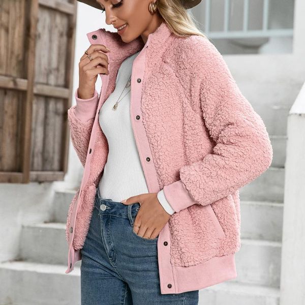 women's wool & blends winter coat female button up double side fleece jacket ladies 2021 women cashmere solid color pocket clothing, Black
women's wool & blends winter coat female button up double side fleece jacket ladies 2021 women cashmere solid color pocket clothing, Black
