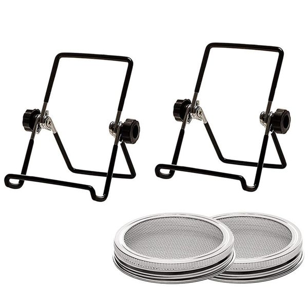 sprouting jar mesh lids kit - 4 pcs stainless steel screen 2 stands pack foldable adjustable kitchen storage & organization
sprouting jar mesh lids kit - 4 pcs stainless steel screen 2 stands pack foldable adjustable kitchen storage & organization