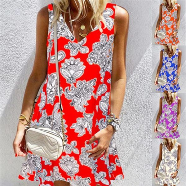 summer v neck sleeveless women dresses printed large size loose comfortable mini dress, Black;gray
summer v neck sleeveless women dresses printed large size loose comfortable mini dress, Black;gray
