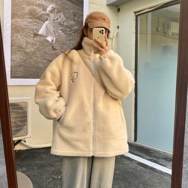 winter lamb like short coat for women in autumn and 2021 korean version thickened loose little bear hairy outer wear women's jackets, Black;brown
winter lamb like short coat for women in autumn and 2021 korean version thickened loose little bear hairy outer wear women's jackets, Black;brown