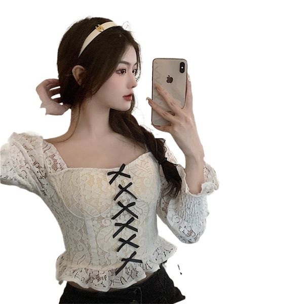 short lace womens shirts puff sleeve all-match thin shirt blusas mujer de moda verano women blouses 210520, White
short lace womens shirts puff sleeve all-match thin shirt blusas mujer de moda verano women blouses 210520, White