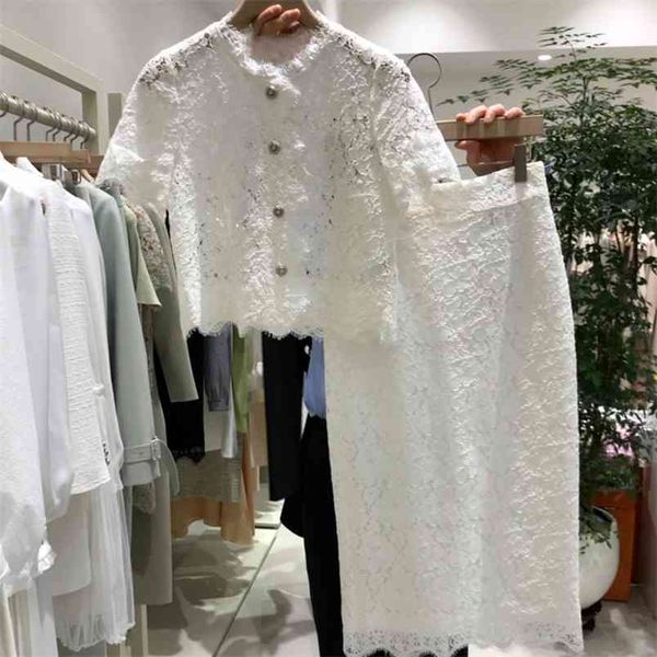 elegant fashion two piece sets women lace buttoned short coat high waist bodycon skirts summer temperament suits 210519, White
elegant fashion two piece sets women lace buttoned short coat high waist bodycon skirts summer temperament suits 210519, White