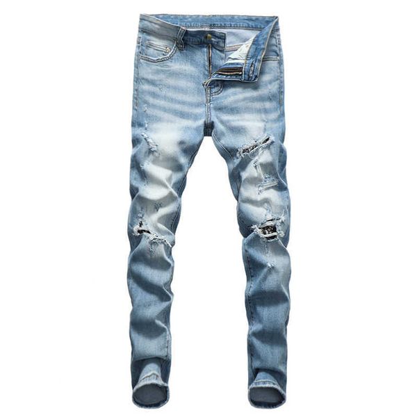 men's jeans american street style fashion retro light blue elastic slim fit ripped patches designer hip hop punk pants ibpr
men's jeans american street style fashion retro light blue elastic slim fit ripped patches designer hip hop punk pants ibpr