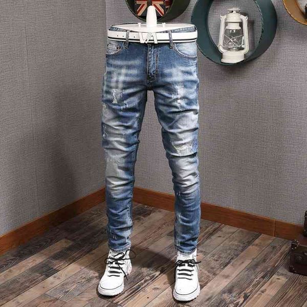 men's jeans italian fashion men retro light blue slim fit vintage designer ripped denim pants streetwear hip hop trou
men's jeans italian fashion men retro light blue slim fit vintage designer ripped denim pants streetwear hip hop trou